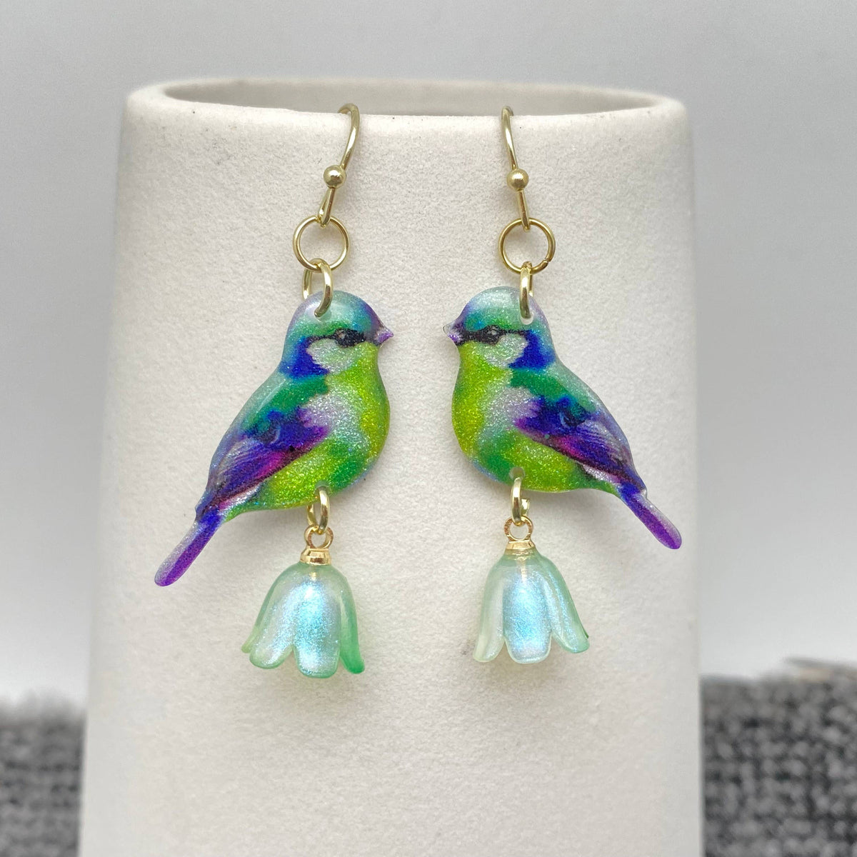 Resin Tit Picking Flowers Dangle Earrings