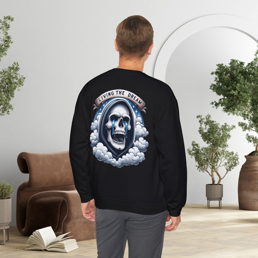 Living The Dream Skull Crewneck Sweatshirt — Kaos Couture Graphic Pullover