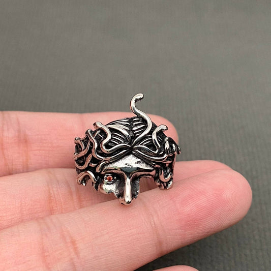 Men's Stainless Steel Medusa Half Face Ring