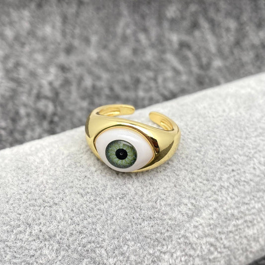 Resin Evil Eyes Gold Plated Ring Size 7