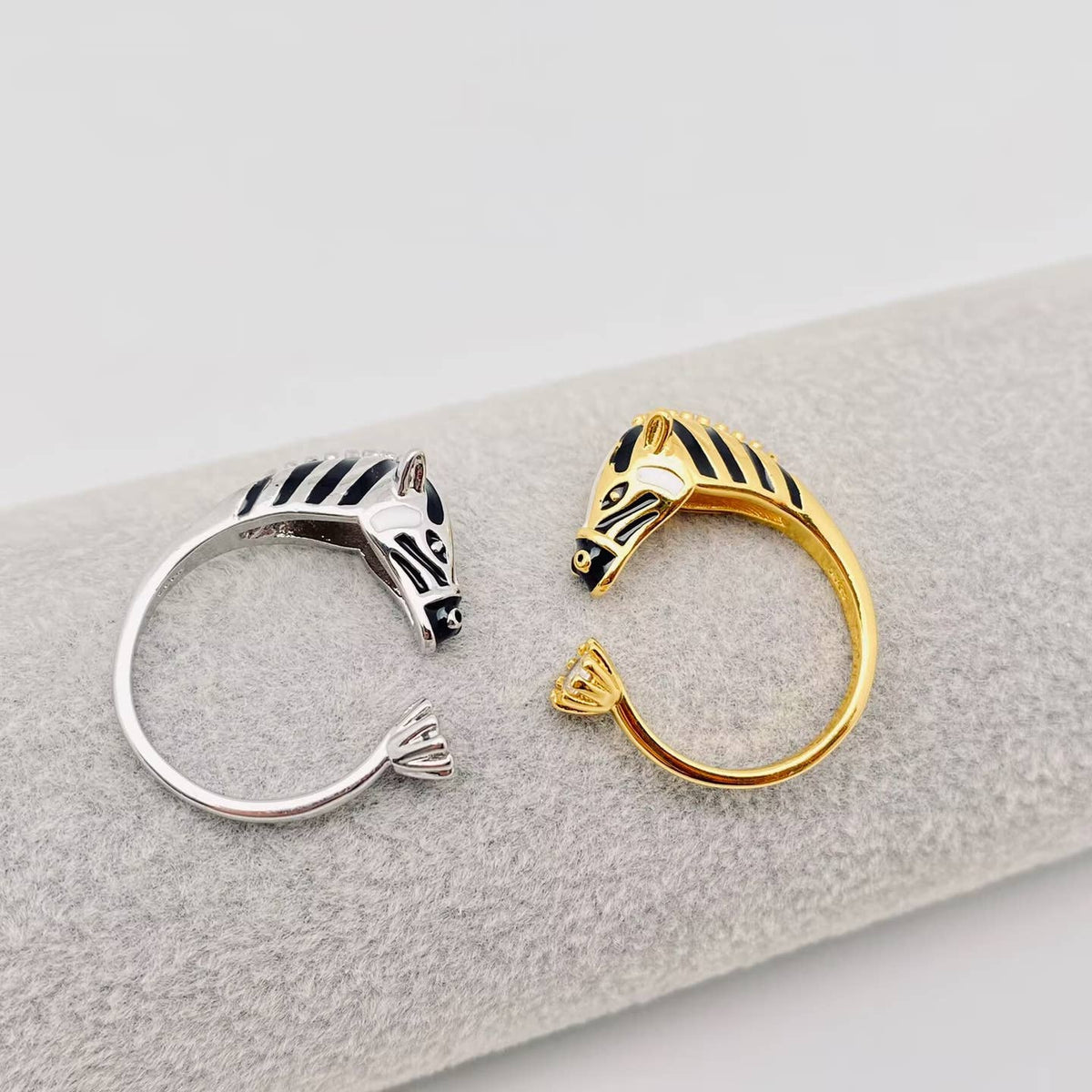 Enamel Zebra Adjustable Ring