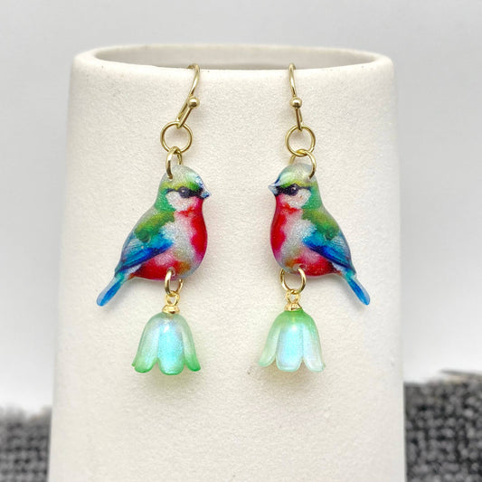Resin Tit Picking Flowers Dangle Earrings
