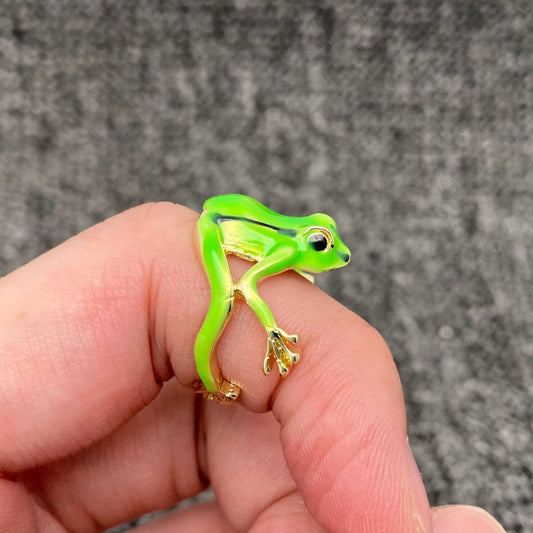 Funny Enamel Tree Frog Ring Size 7