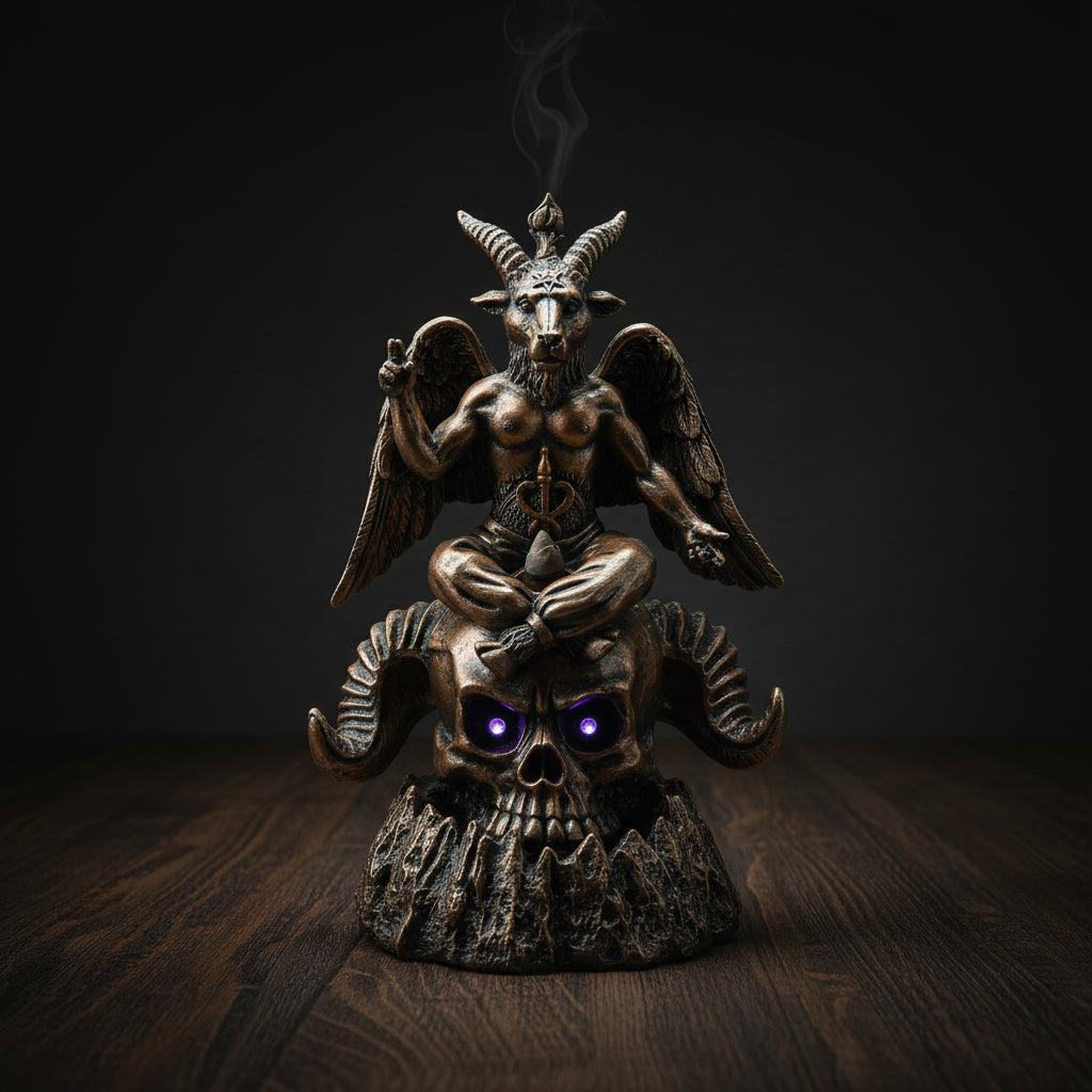 Gold Baphomet LED Backflow Incense Burner