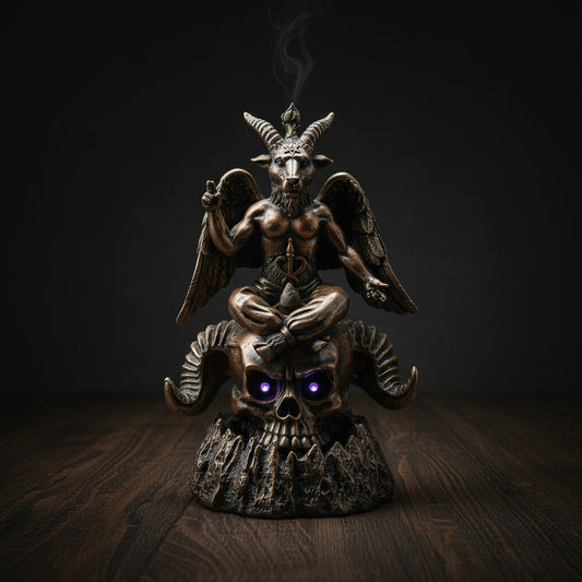 Gold Baphomet LED Backflow Incense Burner