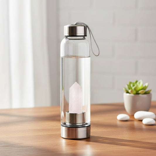 Rose Quartz Purifying Glass Water Bottle