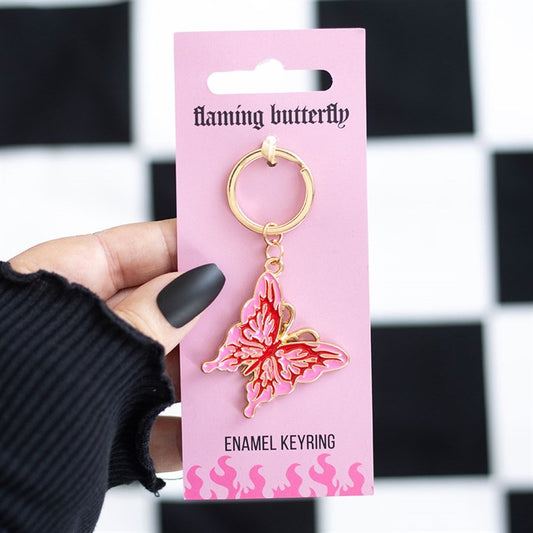 Flaming Butterfly Keyring