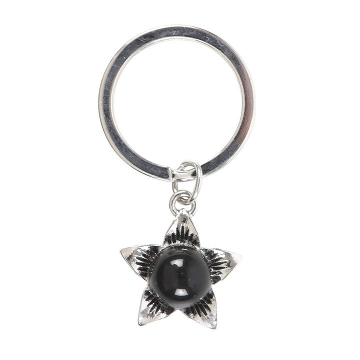 Deadly Nightshade Keyring with Black Obsidian