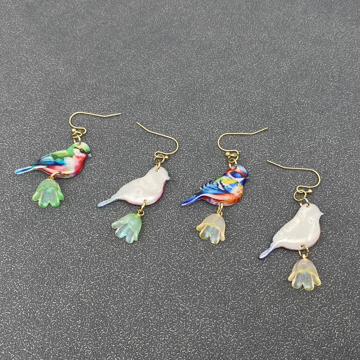 Resin Tit Picking Flowers Dangle Earrings