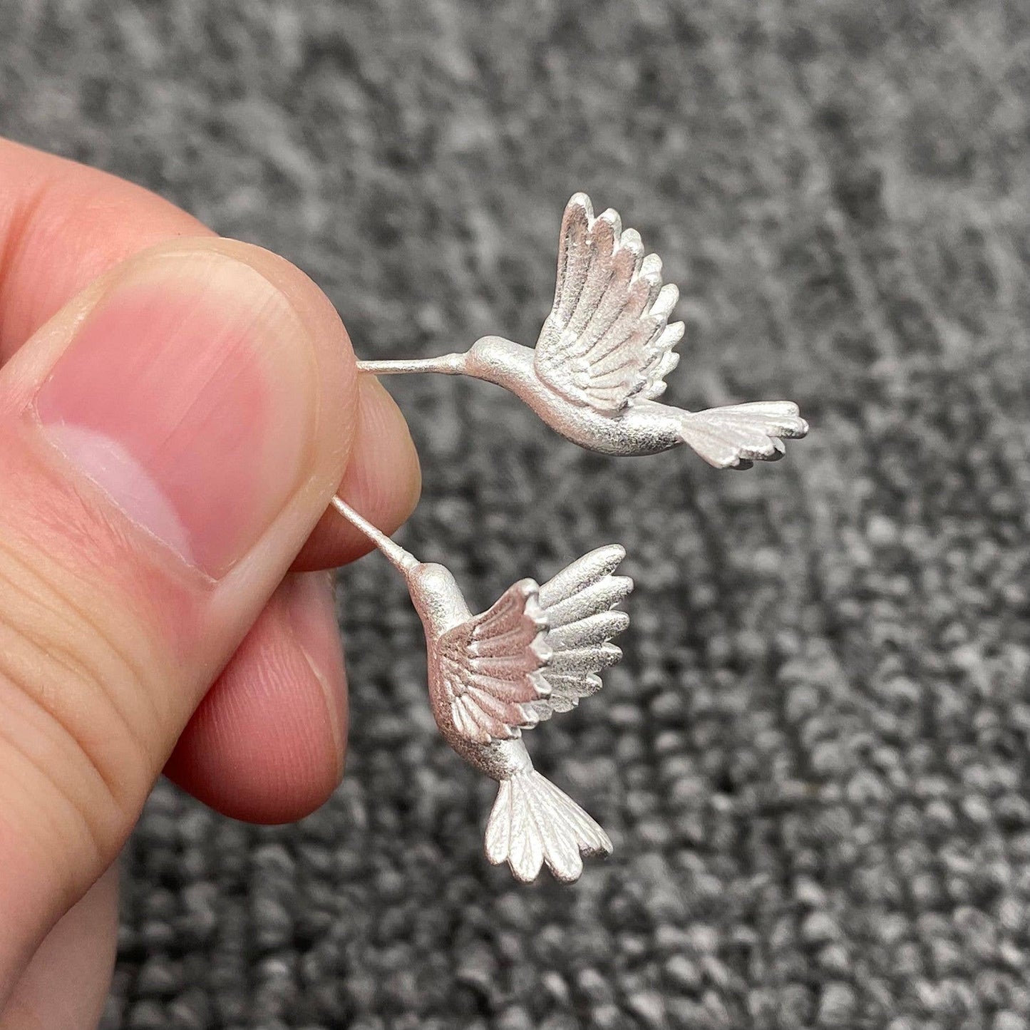 18K Gold Plated Hummingbird Earrings Studs: Golden