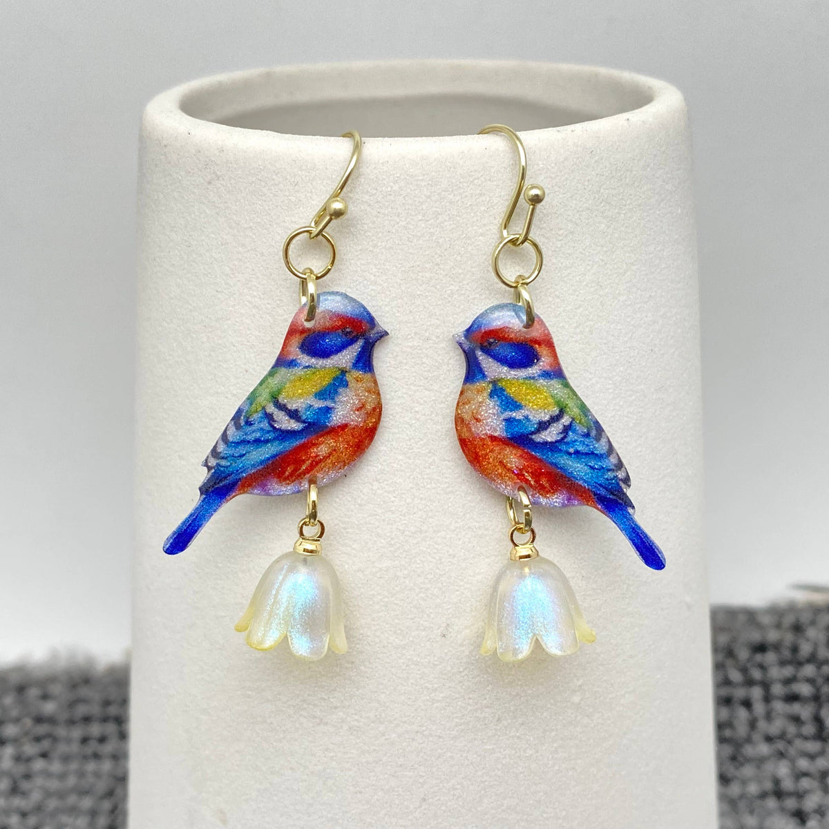 Resin Tit Picking Flowers Dangle Earrings