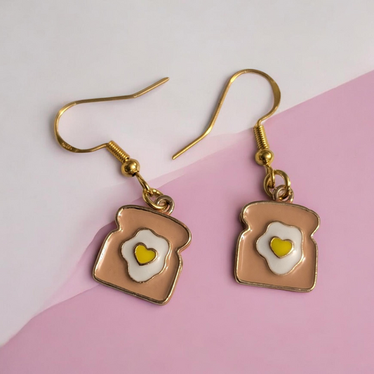 Egg on toast earrings
